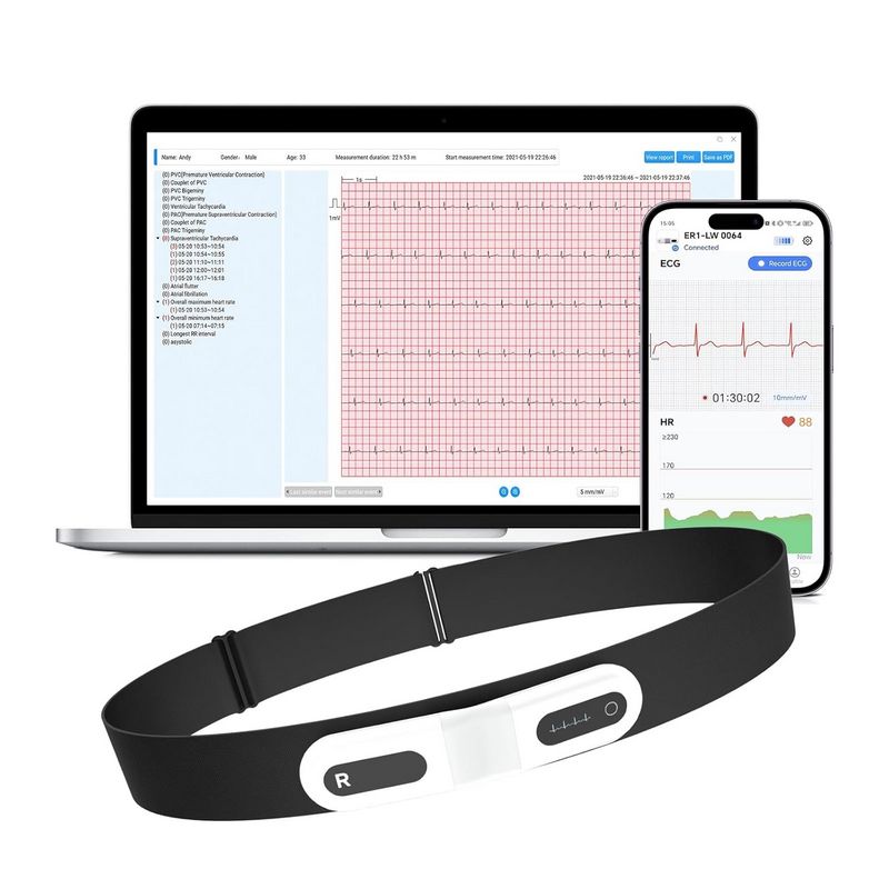 CheckMe ER1-LW 24 Stunden Langzeit-EKG Gerät mit AI-Analyse